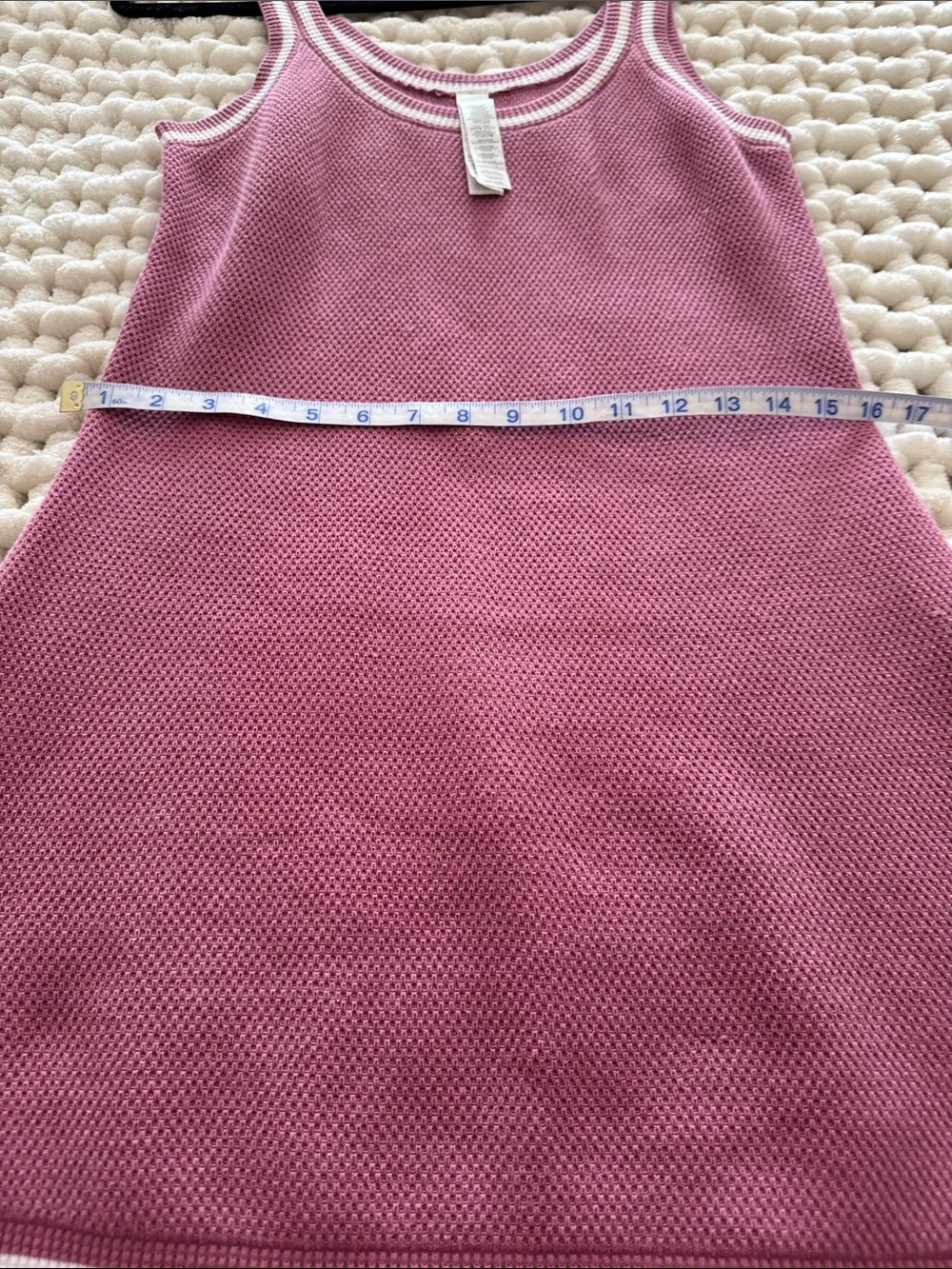 ALO Tennis Club Yoga Pink Knit Midi Dress with White Trim